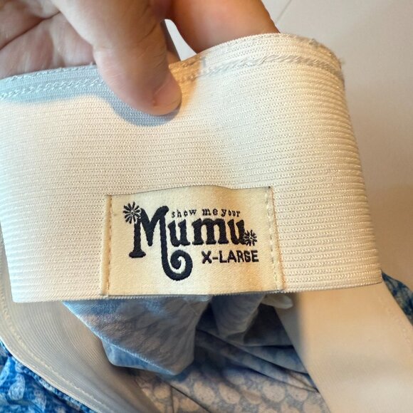 Show Me Your Mumu Women XL Bam Bam Bells Trouser Blue Paisley Pull On Pant 70s - Picture 4 of 9